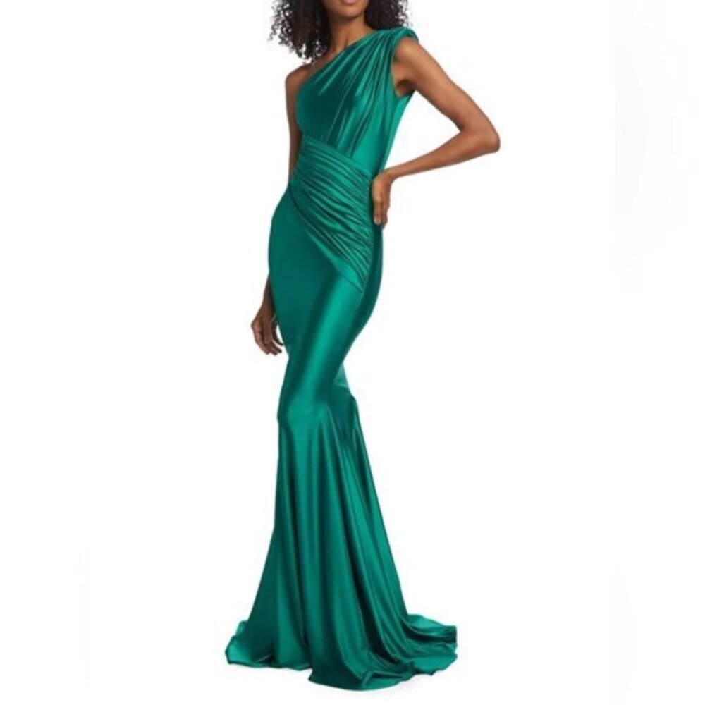 Michael Costello Collection - Aquarius One-Shoulder Mermaid Gown Size 8